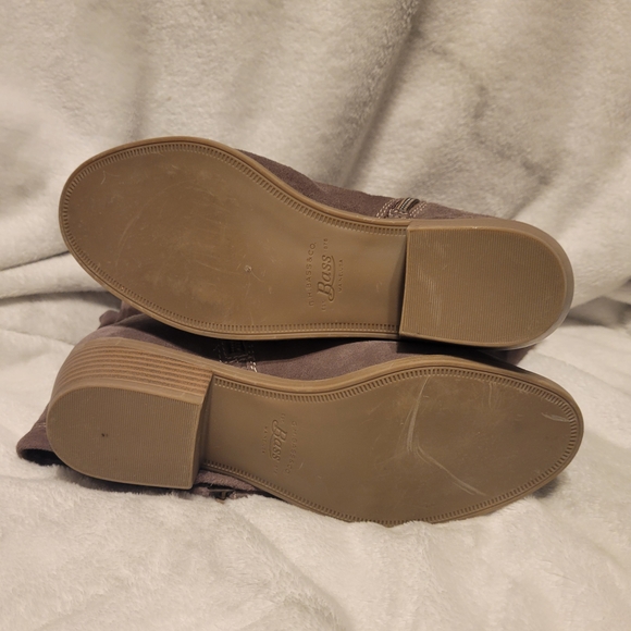 Tan Suede Knee High Boots Bass Women's Heeled Boots - Taupe Size 9 Zip Up Boots - Picture 14 of 16